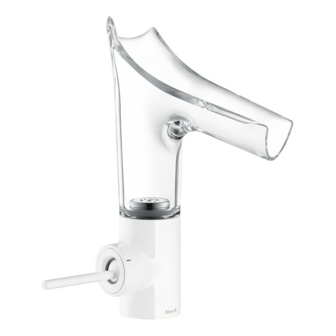 hansgrohe Waschtisch-Einhebelmischer Axor Starck V 140 m Glasausl., unverschließ Abl.garn, weiß