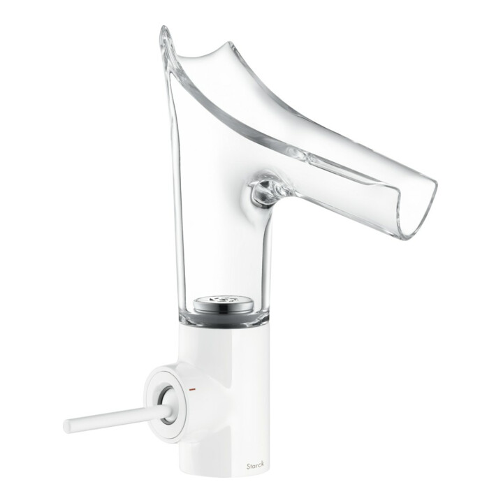 hansgrohe Waschtisch-Einhebelmischer Axor Starck V 140 m Glasausl., unverschließ Abl.garn, weiß