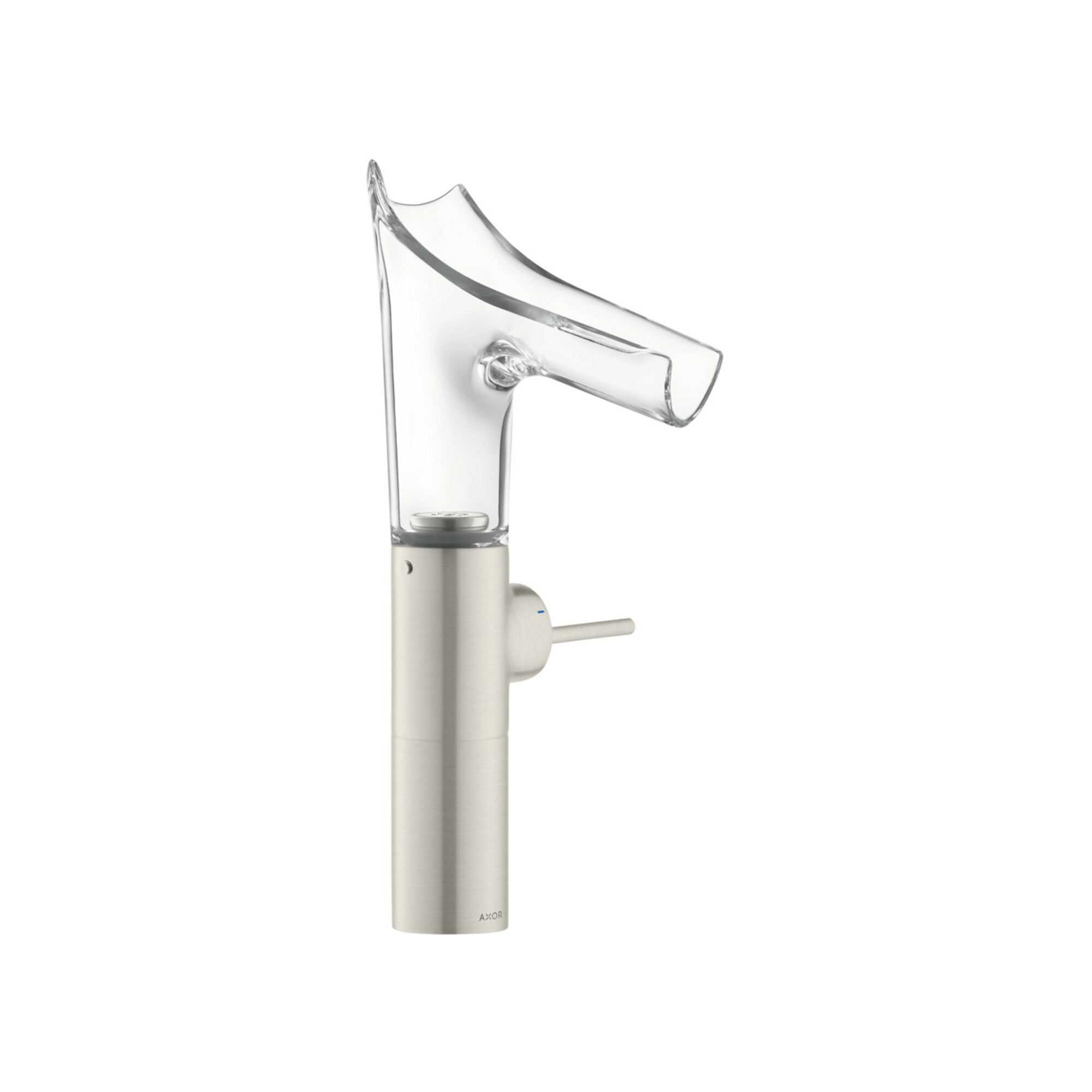 hansgrohe Waschtisch-Einhebelmischer Axor Starck V 220 m Glas, unver Abl.garn, Edelstahl-Optik