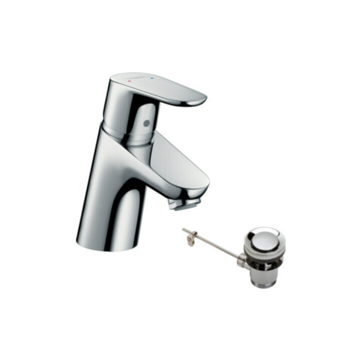 hansgrohe Waschtisch-Einhebelmischer Focus 70 mit Zugstangen-Ablaufgarnitur, chrom