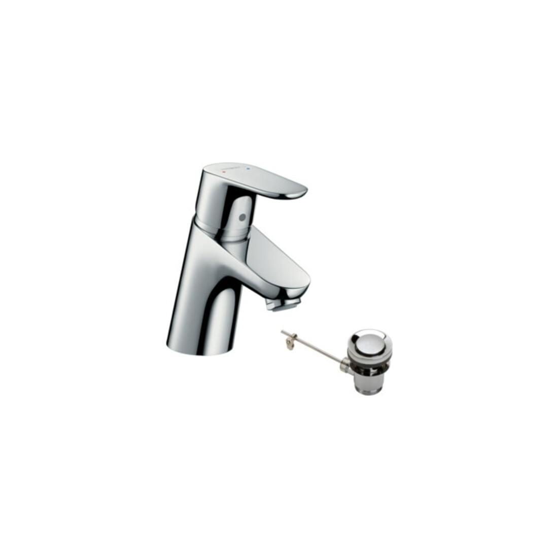 hansgrohe Waschtisch-Einhebelmischer Focus 70 mit Zugstangen-Ablaufgarnitur, chrom