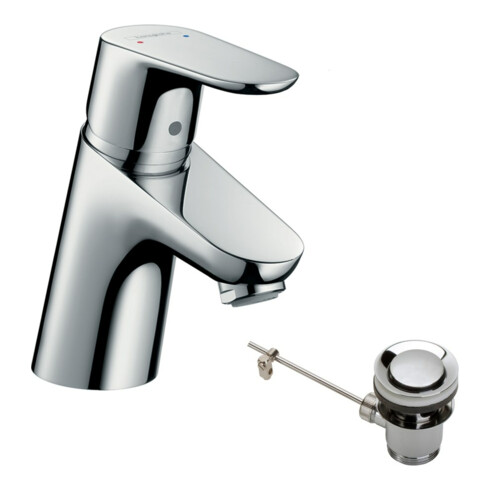 hansgrohe Waschtisch-Einhebelmischer Focus 70 mit Zugstangen-Ablaufgarnitur, chrom