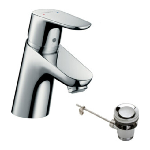 hansgrohe Waschtisch-Einhebelmischer Focus 70 mit Zugstangen-Ablaufgarnitur, chrom