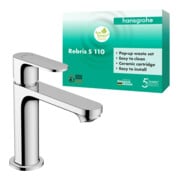 hansgrohe Waschtisch-Einhebelmischer Rebris S 110 mit Zugstangen-Ablaufgarnitur, chrom-2