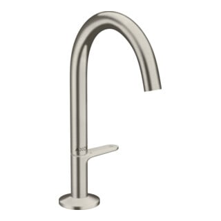 hansgrohe Waschtisch-Einhebelmischer Sel. 170 Axor One A 140mm, m Pus-Op-Abl, Edelstahl-Optik