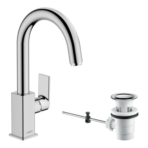 hansgrohe Waschtisch-Einhebelmischer Vernis Shape m Schwenkausl., Zugst.Abl.Gar., chrom