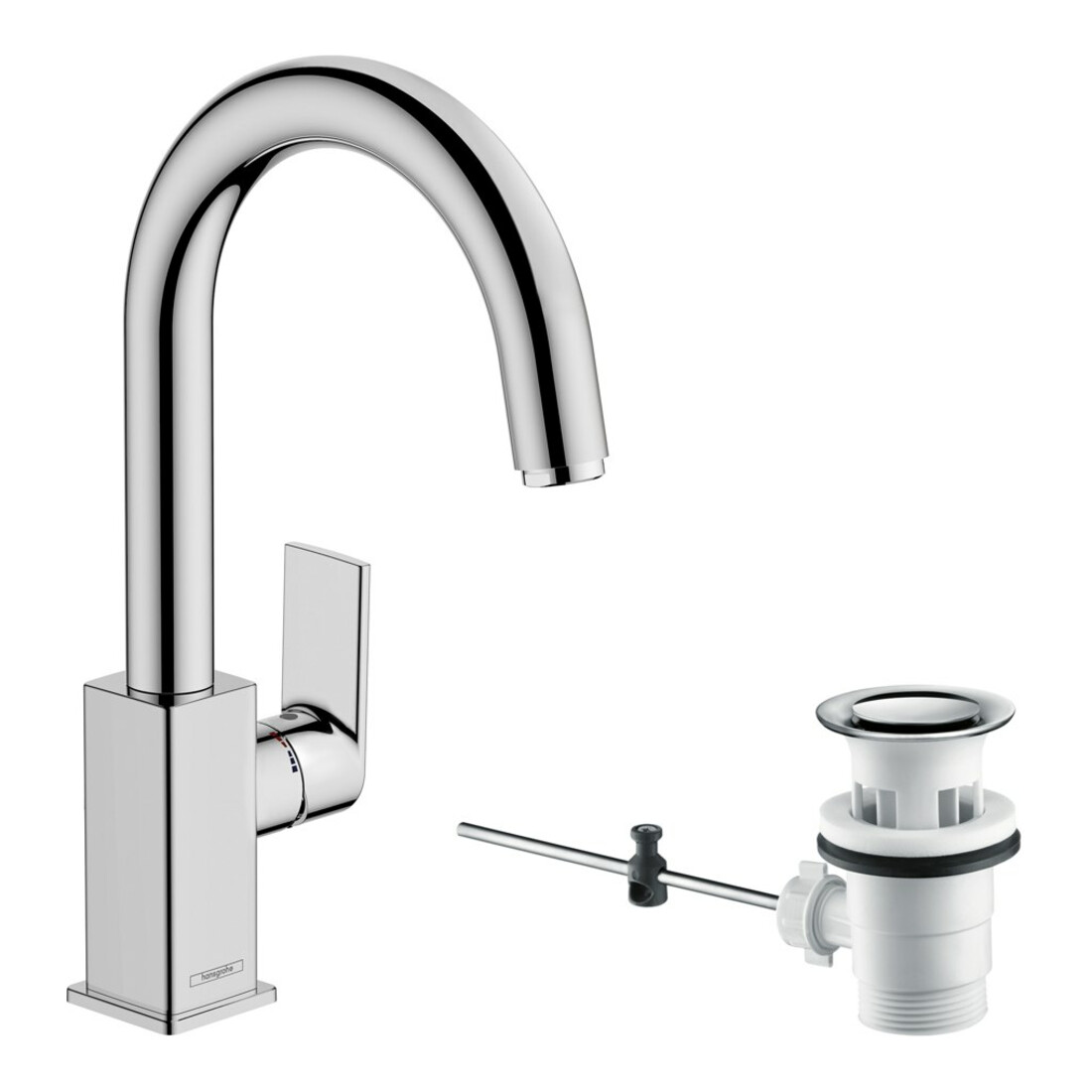 hansgrohe Waschtisch-Einhebelmischer Vernis Shape m Schwenkausl., Zugst.Abl.Gar., chrom