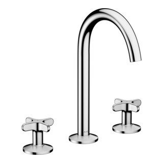 hansgrohe Waschtischarmatur Axor One 140mm mit Push-Open-Ablauf und Kreuzgriff chrom