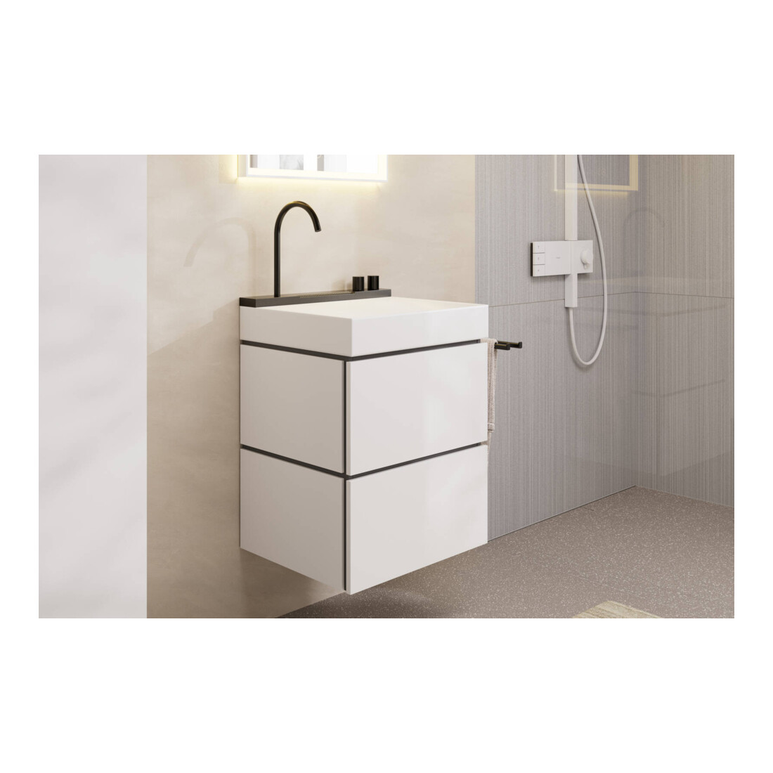 hansgrohe Waschtischunterschrank Xilesa E 580x470mm, 2 Schubkästen, mattweiß