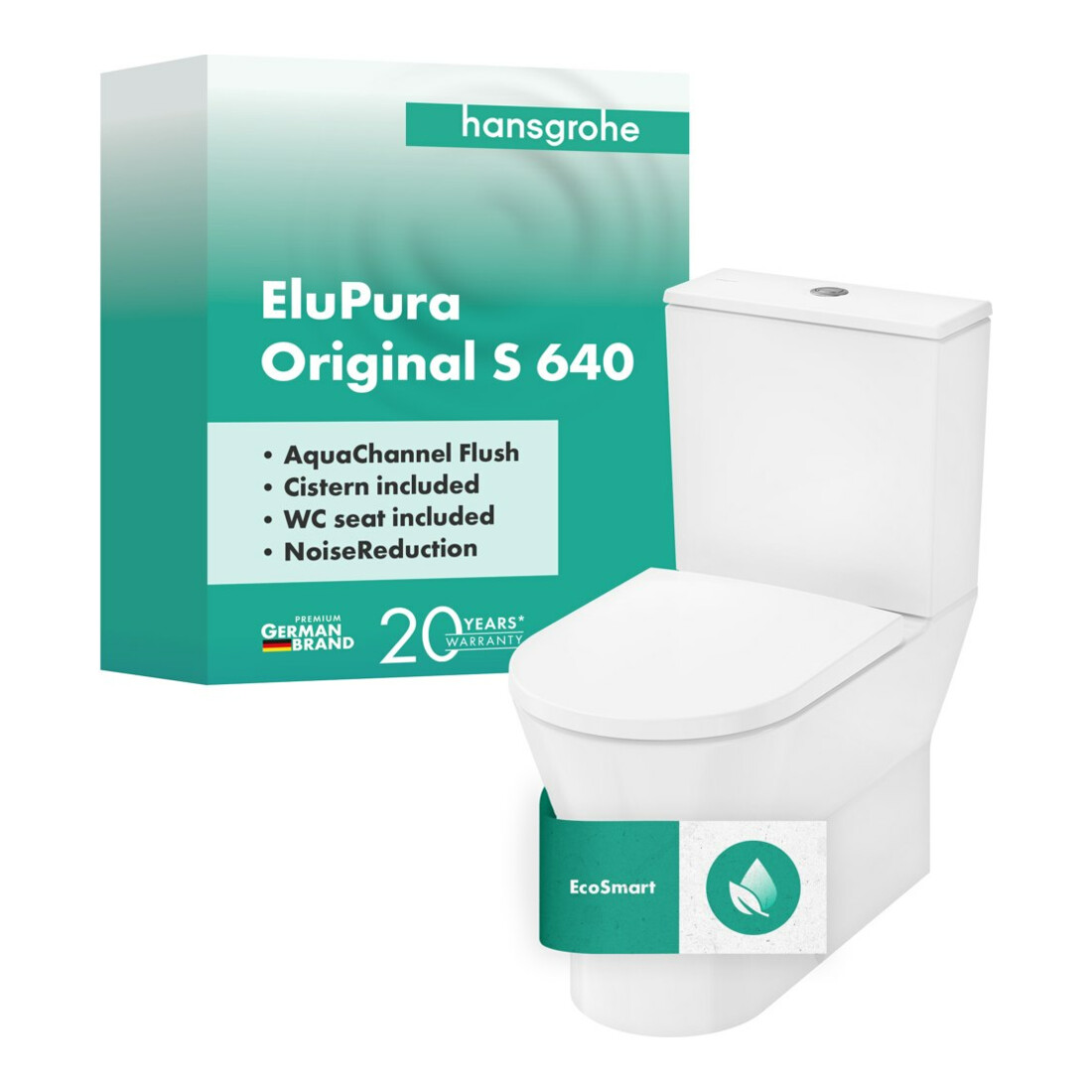 hansgrohe WC sur pied EluPura Original S avec réservoir et siège WC, blanc