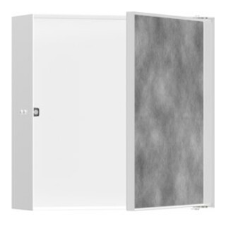 hansgrohe XtraStoris Niche murale Rock 300x300x100mm, avec porte battante, blanc mat