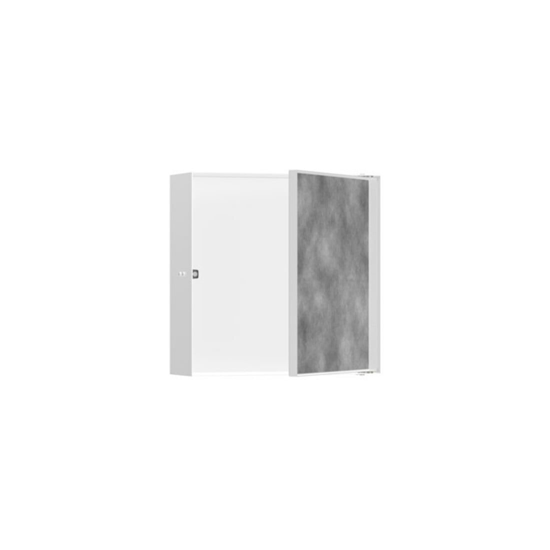 hansgrohe XtraStoris Niche murale Rock 300x300x100mm, avec porte battante, blanc mat