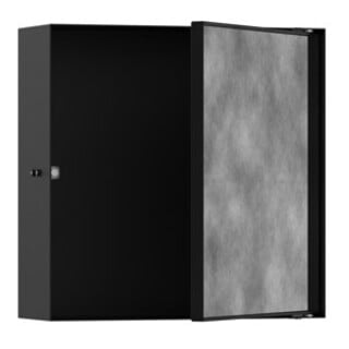 hansgrohe XtraStoris Niche murale Rock 300x300x100mm, avec porte battante, noir mat