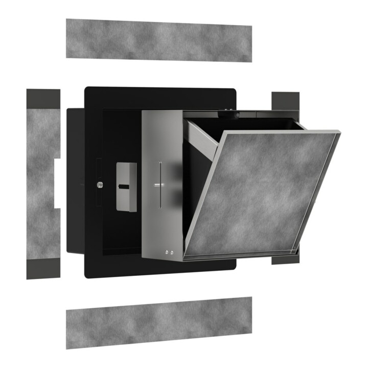 hansgrohe XtraStoris Rock EB-Abfalleimer 300x300x100mm, m befl. Tür, mattweiß