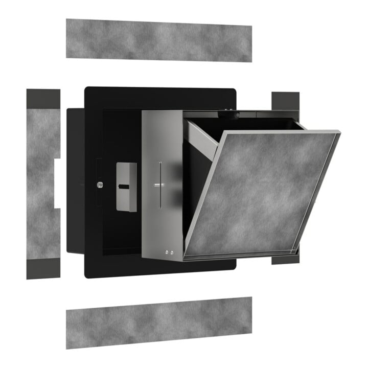 hansgrohe XtraStoris Rock Poubelle encastrée 300x300x100mm, avec porte, noir mat