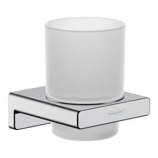 hansgrohe Zahnputzbecher AddStoris mit Glas, Wandmontage, Metall, chrom