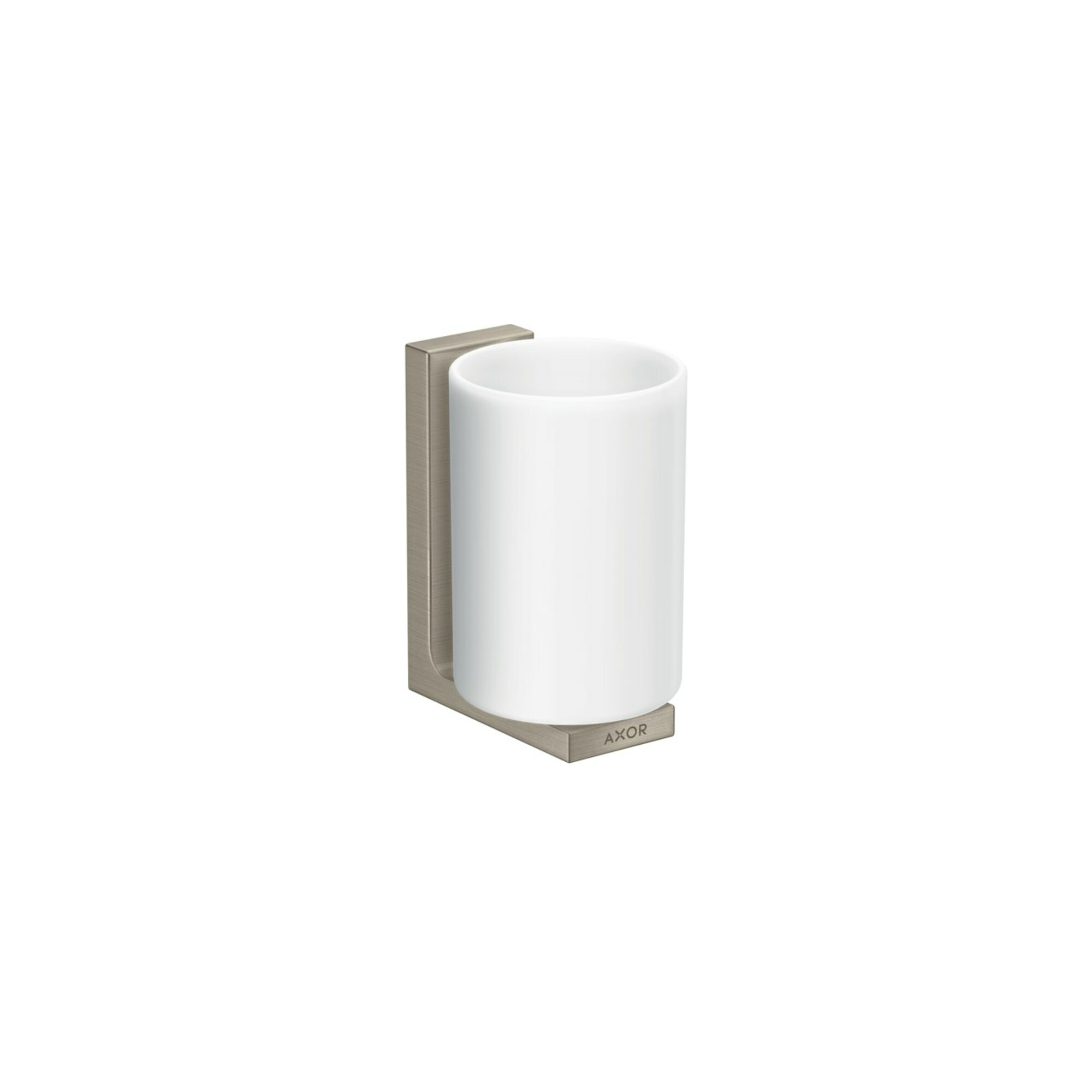 hansgrohe Zahnputzbecher Axor Uni. Rectangular Glas, Wandmontage, brushed nickel