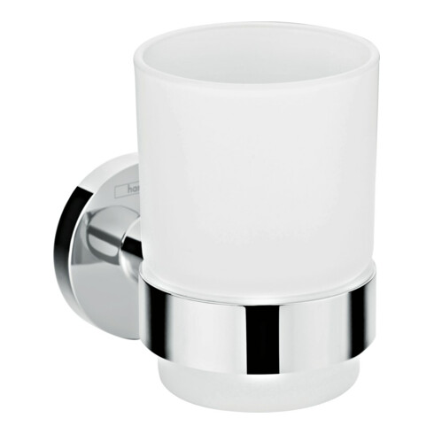 hansgrohe Zahnputzbecher Logis Universal Wandmont., Glaseins. Mattglas, Met., chr