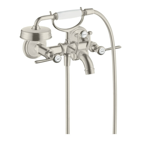 hansgrohe Zwei-Griff-Spültischarmatur Axor Montreux AP, A 224mm, m Hebelgr., Edelstahl-Optik