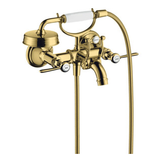 hansgrohe Zwei-Griff-Spültischarmatur Axor Montreux AP, A 224mm, m Hebelgr., pol. gol opt