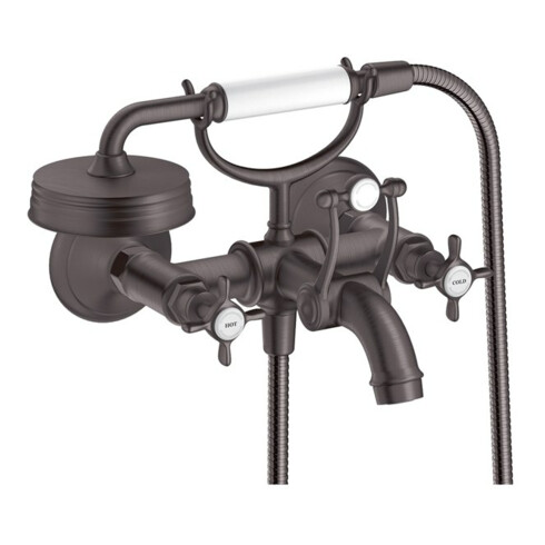 hansgrohe Zwei-Griff-Spültischarmatur Axor Montreux AP, A 224mm, m Kreuzgr., brush. bla vc