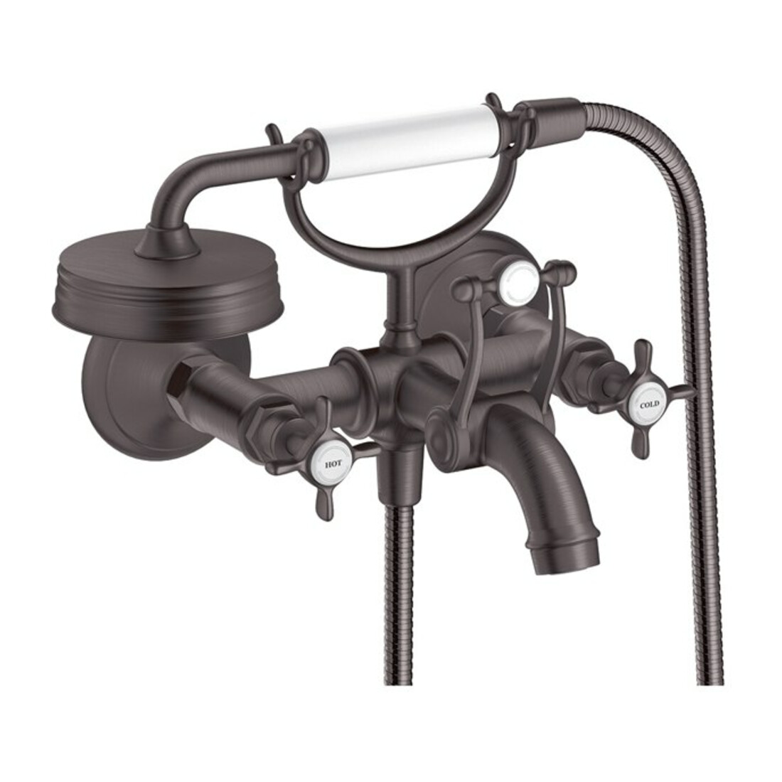 hansgrohe Zwei-Griff-Spültischarmatur Axor Montreux AP, A 224mm, m Kreuzgr., brush. bla vc