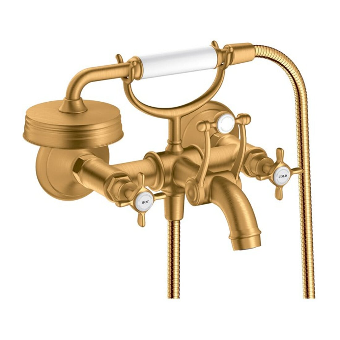 hansgrohe Zwei-Griff-Spültischarmatur Axor Montreux AP, A 224mm, m Kreuzgr., brush. gol opt