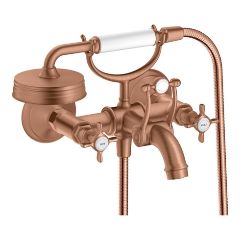hansgrohe Zwei-Griff-Spültischarmatur Axor Montreux AP, A 224mm, m Kreuzgr., brush. r gol