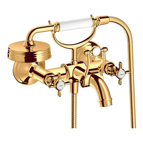 hansgrohe Zwei-Griff-Spültischarmatur Axor Montreux AP, A 224mm, m Kreuzgr., pol. gol opt