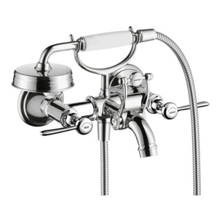 hansgrohe Zwei-Griff-Spültischarmatur Axor Montreux AP, Ausl. 224mm, m Hebelgr., brush. ni.