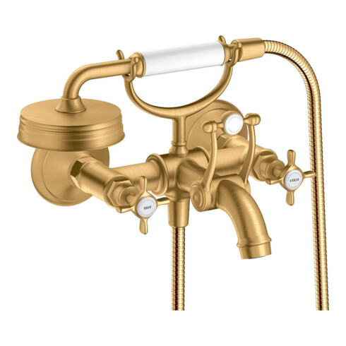 hansgrohe Zwei-Griff-Spültischarmatur Axor Montreux AP, Ausl. 224mm, m Kreuzgr., brush. br