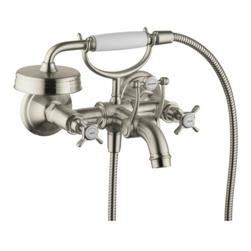 hansgrohe Zwei-Griff-Spültischarmatur Axor Montreux AP, Ausl. 224mm, m Kreuzgr., brush. ni.