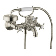 hansgrohe Zwei-Griff-Spültischarmatur Axor Montreux AP, Ausl. 224mm, m Kreuzgr., brush. ni.