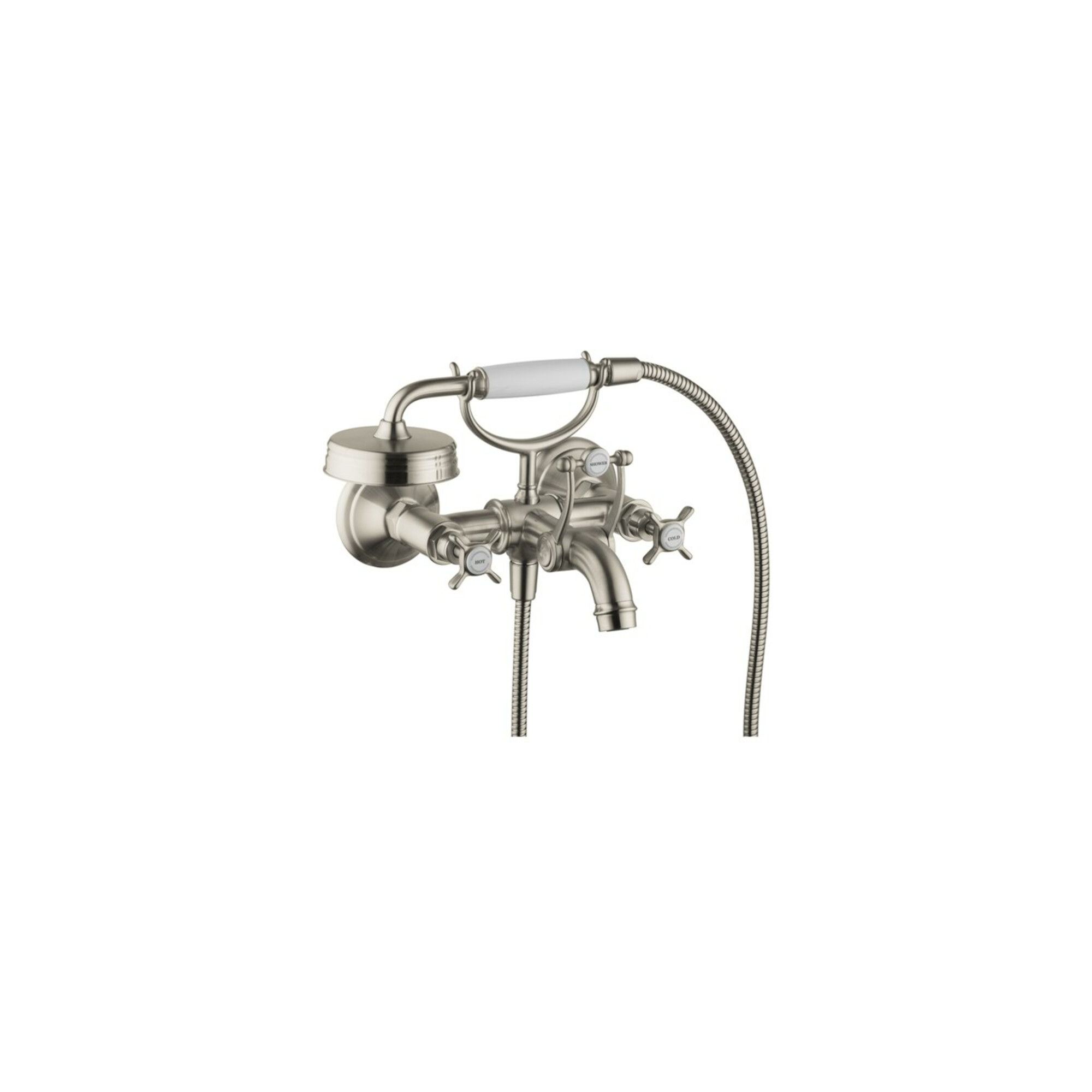 hansgrohe Zwei-Griff-Spültischarmatur Axor Montreux AP, Ausl. 224mm, m Kreuzgr., brush. ni.