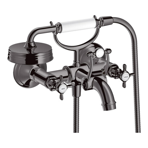 hansgrohe Zwei-Griff-Spültischarmatur Axor Montreux AP, Ausl. 224mm, m Kreuzgr., pol. bla vc