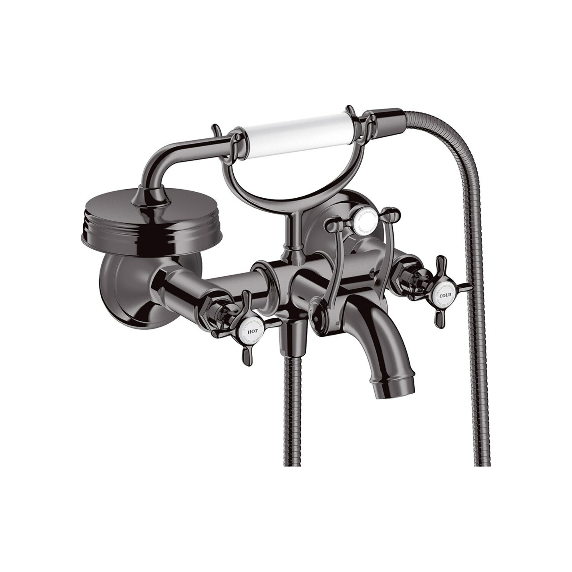 hansgrohe Zwei-Griff-Spültischarmatur Axor Montreux AP, Ausl. 224mm, m Kreuzgr., pol. bla vc