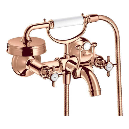 hansgrohe Zwei-Griff-Spültischarmatur Axor Montreux AP, Ausl. 224mm, m Kreuzgr., pol. r gold