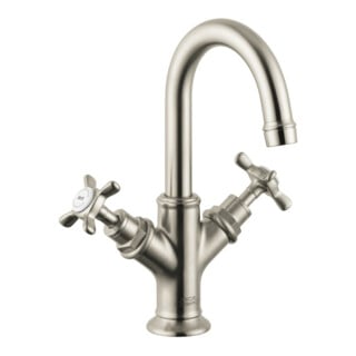 hansgrohe Zwei-Griff-Waschtischarmatur 160 Axor Montreux m KrG, Zugst.Abl.Gar., f HWB, brush. ni.