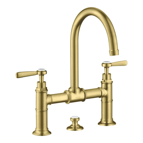 hansgrohe Zwei-Griff-Waschtischarmatur 220 Axor Montreux A 175mm, m H-Gr, ZugstAblGar, brush. br