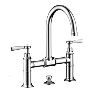 hansgrohe Zwei-Griff-Waschtischarmatur 220 Axor Montreux A 175mm, m H-Gr, ZugstAblGar, brush. ni.