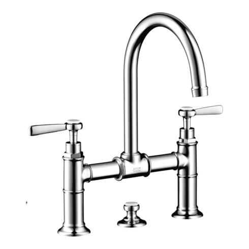 hansgrohe Zwei-Griff-Waschtischarmatur 220 Axor Montreux A 175mm, m H-Gr, ZugstAblGar, brush. ni.