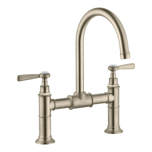 hansgrohe Zwei-Griff-Waschtischarmatur 220 Axor Montreux A 175mm, m H-Gr, ZugstAblGar, brush. ni.