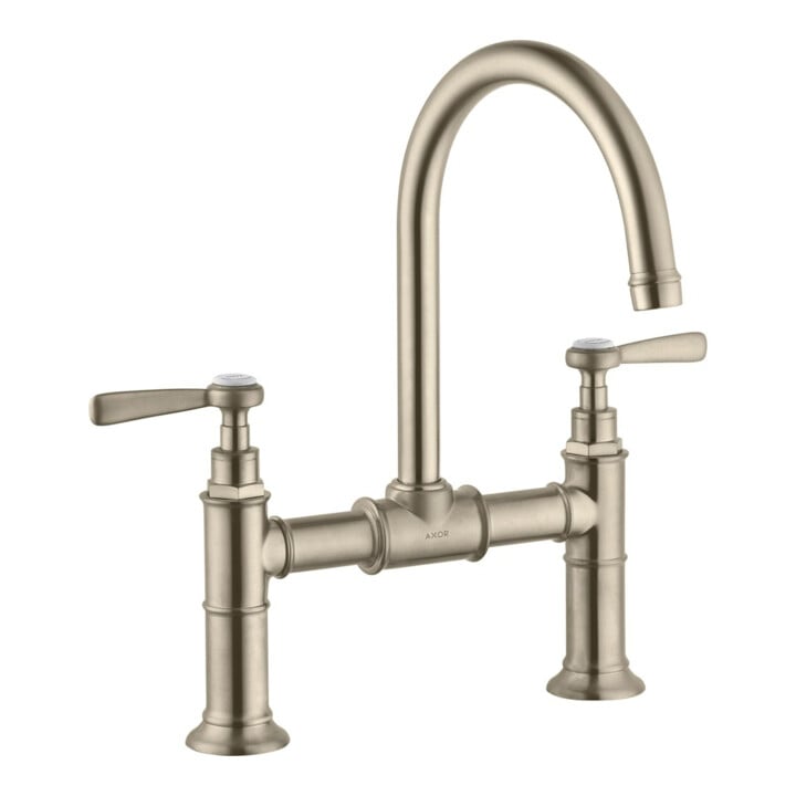 hansgrohe Zwei-Griff-Waschtischarmatur 220 Axor Montreux A 175mm, m H-Gr, ZugstAblGar, brush. ni.