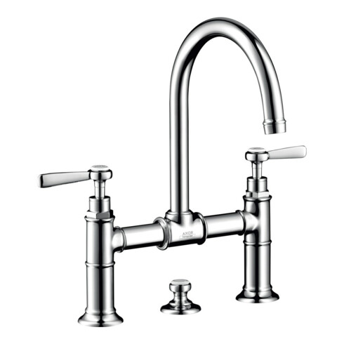 hansgrohe Zwei-Griff-Waschtischarmatur 220 Axor Montreux A 175mm, m Hebelgr., Zugst.Abl.Gar., chr