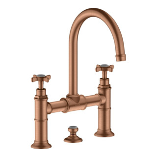 hansgrohe Zwei-Griff-Waschtischarmatur 220 Axor Montreux A 175mm, m Kreuz, ZugstAblGar, b r gol