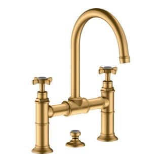 hansgrohe Zwei-Griff-Waschtischarmatur 220 Axor Montreux A 175mm, m Kreuz, ZugstAblGar, brush. br