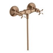 hansgrohe Zweigriff-Brausearmatur Axor Montreux AP, 1 Verbr., m Kreuzgr., brush. r gold