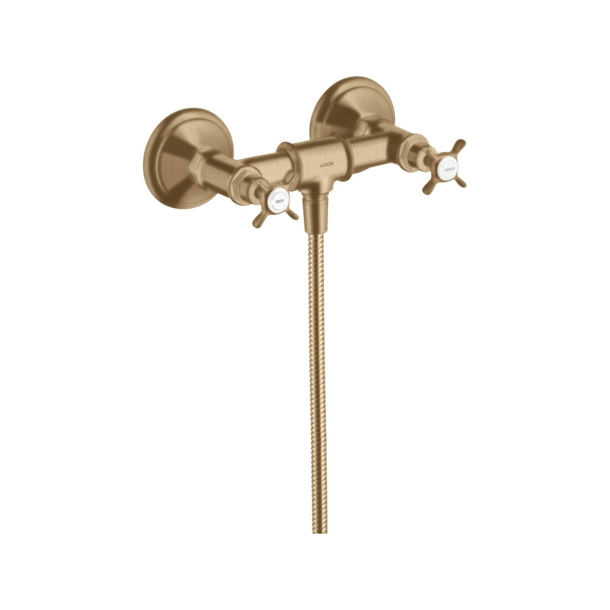hansgrohe Zweigriff-Brausearmatur Axor Montreux AP, 1 Verbr., m Kreuzgr., brushed bronze