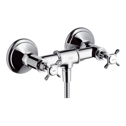hansgrohe Zweigriff-Brausearmatur Axor Montreux AP, 1 Verbr., m Kreuzgr., brushed nickel