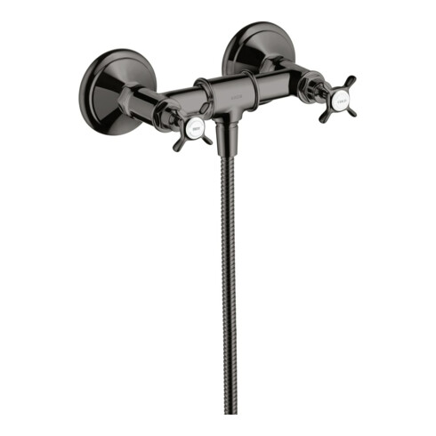 hansgrohe Zweigriff-Brausearmatur Axor Montreux AP, 1 Verbr., m Kreuzgr., pol. bla vc